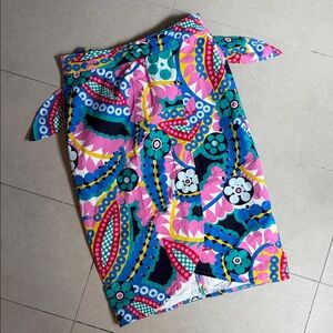 J. Crew Multicolor Floral Geo Tie-Waist Midi Skirt